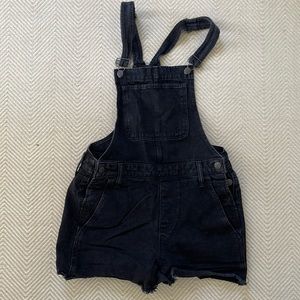 Madewell black jean short overalls